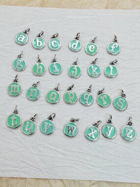 James Avery Enamel Light Blue Initial Disc Charm Sterling Silver Letter